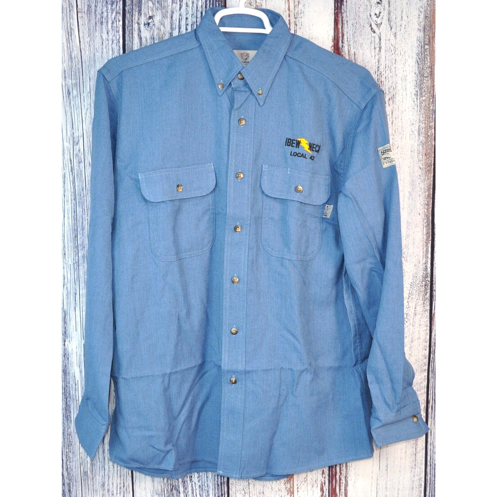 TYNDALE F166T LS Large Light Weight Button Down Shirt 9.1 CAL Blue New